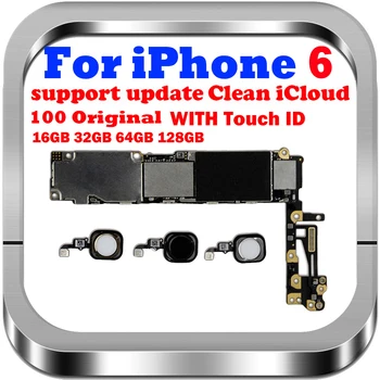 Напълно Работна Основната логическа такса за iPhone 6 дънната Платка е с отпечатък от палеца Touch ID 16 GB 32 GB 64 GB 128 GB Черно и бяло Злато пакет