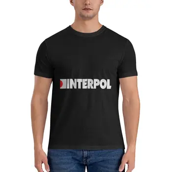 Незаменим тениска с логото на групата на Interpol, мъжки ризи, черна тениска, плътно прилепнали тениски за мъже
