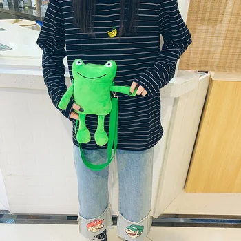 Нова дамска чанта-жаба, индивидуалност, чанта-месинджър, забавни сладки мультяшные плюшени чанти, портфейли, дамски плюшен чанта-жаба на рамото