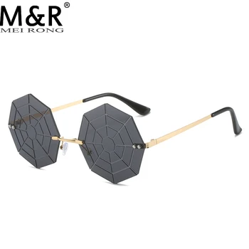 Нови модни полигональные дамски слънчеви очила, персонализирани без рамки метални градиентные рамки, забавни очила-паутинки UV400 Gafas De Sol