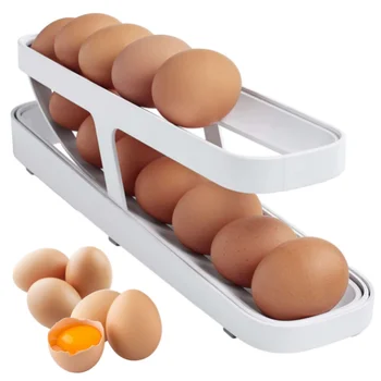 Няколко нива на опаковка яйца, автоматичен валяк за яйца, държач за яйца, автоматично сворачивающийся контейнер за съхранение на яйца за Kichen