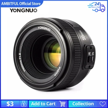 Обектив Yongnuo YN50mm F1.8 AF с по-голяма бленда И Автоматично Фокусиране за цифров огледално-рефлексен фотоапарат Canon Nikon Нов D7200 D5300 D5200 D750 D500 D5100 D4s