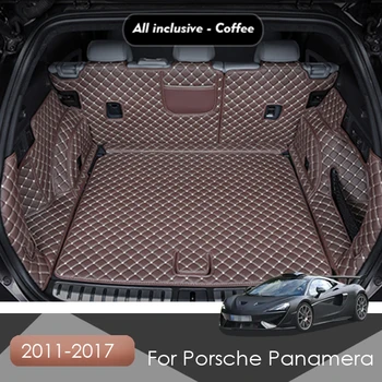 Обичай Кожени Постелки за Багажник на автомобил Porsche Cayenne 2011-2017 Задни подложка за Багажника, Тава, Килим, Мръсотия