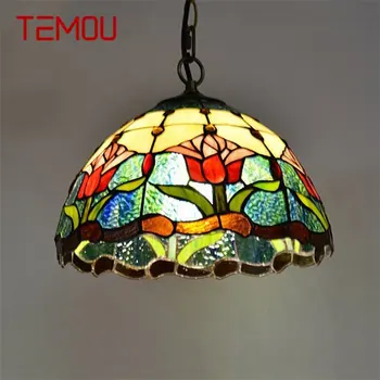 Окачен лампа TEMOU Тифани Led лампа Модерни цветни осветителни тела За Украса на дома трапезария