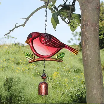 Прозорец на вятърен звънец Птица, Метален Стъклена окачена висулка, декоративни цветни вятърен звънец, творческа красиво изкуство, вратата на вятърен звънец за градината
