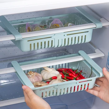 Регулируеми и растягивающийся органайзер за хладилник, кошница за съхранение в хладилник