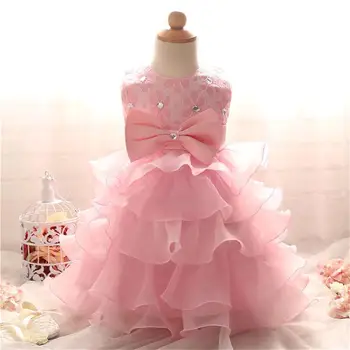 Рокли за кръщение за рожден ден за малки момичета на 1-5 години, ламинирано рокля от тюл с хубав лък за новородено, бебешки дрехи за сватбената парти