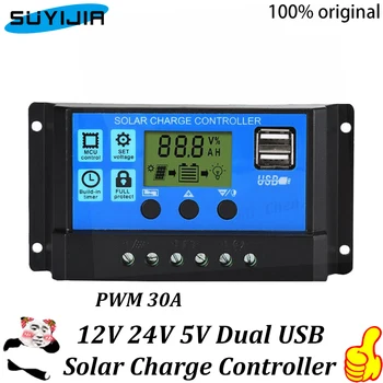 Слънчев PWM регулатор Слънчев Контролер 12V/24V 60A 50A 30A 40A 20A 10A Зарядно Устройство с LCD Дисплей, Dual USB Изход 5V ОТ USB порт