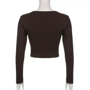 Стилен женски топ, удобен, издръжлив, кратък жена пуловер с графичен принтом, дамски пуловер от смес на памук за подаръци