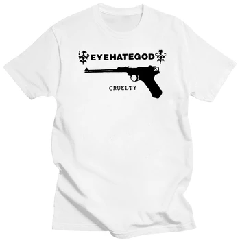Тениска Luger EyeHateGod, тениска с жестокост, памучен тениска с графичен дизайн, забавна мъжки базова тениска с къси ръкави Размер плюс,