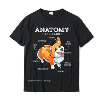 Тениска с изображение на Corgi, дамски мъжки t-shirt Anatomy Of A Corgi, тениска за момчета, тениски, хип-хоп памук, летен рожден Ден за мъже