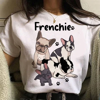 Тениска с френски булдог, женски топ в стил харадзюку, забавни дизайнерски дрехи с комиксами