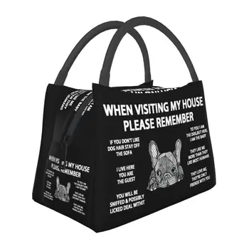 Френски булдог Изолирано чанта за обяд за пикник на открито Frenchie Dog Фланец охладител Термална кутия за Bento за жени