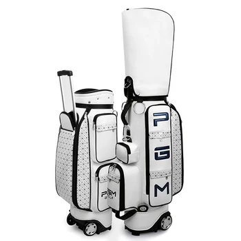 Чанта за голф Прибиращ се в сгънат вид, авиационна чанта за голф, преносима стандартна дамски голф чанта от изкуствена кожа с голям капацитет с колела, новост