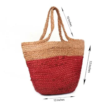 Червена джутовая дизайнерски дамски широка чанта Handel Space Boho в стил бохо, чанта за пазаруване, чанта за през рамо