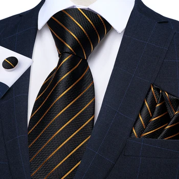 Черни Златни Шарени Копринени Вратовръзки за Мъжете, 8 см, Бизнес Сватбен Маточната Вратовръзка, Шалче, копчета за Ръкавели, Аксесоари, Подаръци, Gravatas на Едро